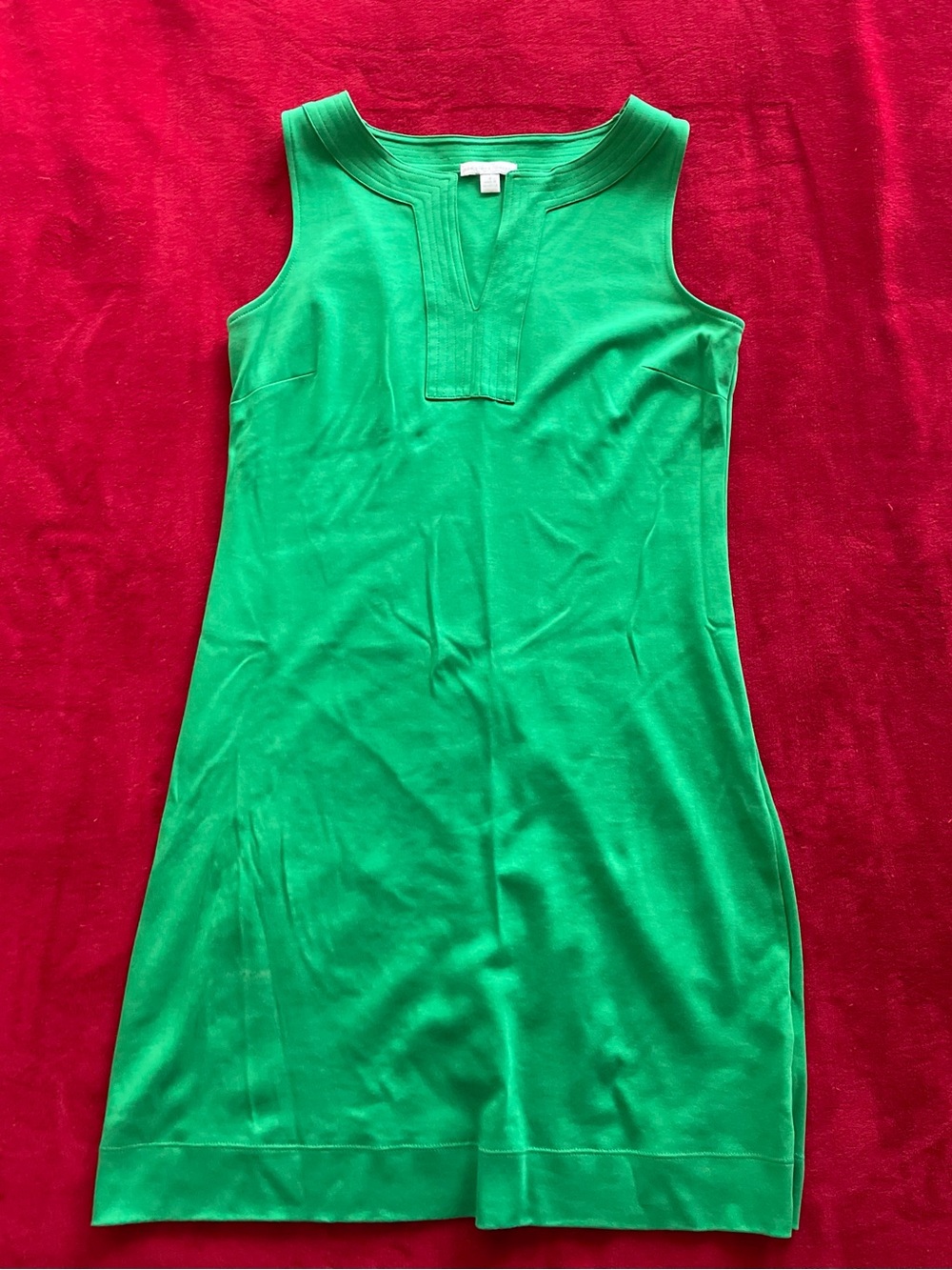 New York & Company Women's Sleeveless V-Neck Pullover Stretch Green Dress Sz: S